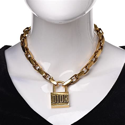 dior necklace with lock|christian dior chunky necklace.